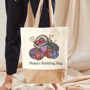 Personalised knitting Bag Shopping Bag -Mothers day, birthday gift, shopping bag present, grandparents gift, all your Knitting bits in a bag