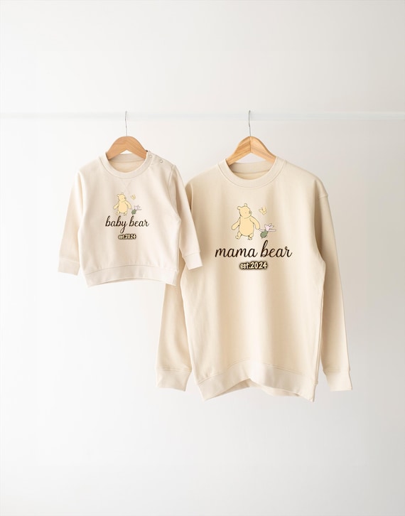 Personalised Matching Mama Bear Sweatshirt, Baby Bear Sweatshirt, Classic Winnie, New mummy, Mum to be, Mothers Day gift, Baby Shower gift