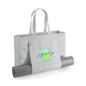Personalised Yoga Bag - Yoga Mat Bag - Personalised Yoga Gifts - Yoga Bag - Tote Bag for Yoga- Pilates Bag- Organic tote Bag - Mint Splash