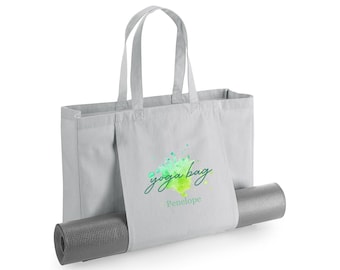 Personalised Yoga Bag - Yoga Mat Bag - Personalised Yoga Gifts - Yoga Bag - Tote Bag for Yoga- Pilates Bag- Organic tote Bag - Mint Splash