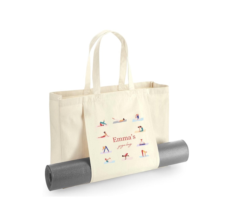 Personalised Yoga Mat Bag - Pilates - Poses - Organic Cotton Tote image 8