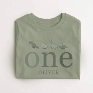 Personalised dinosaur T-shirt any name and age Birthday Gift Dinosaur theme all year T-shirt girls boys image 2