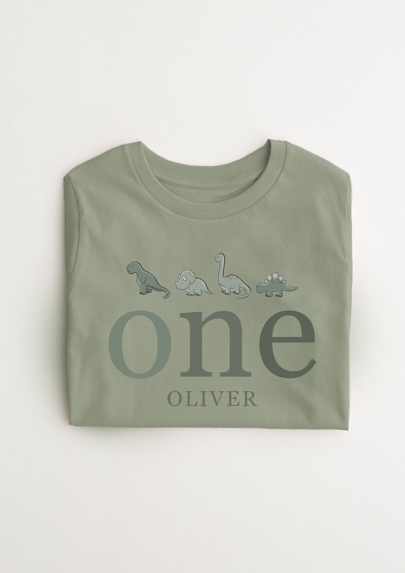 Personalised dinosaur T-shirt any name and age Birthday Gift Dinosaur theme all year T-shirt girls boys image 2
