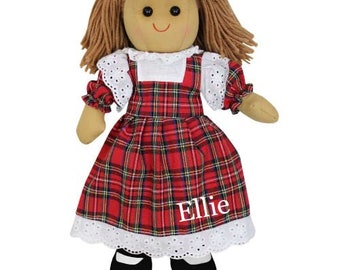 Personalised Traditional Tartan Rag Doll - Personalised Embroidered Doll
