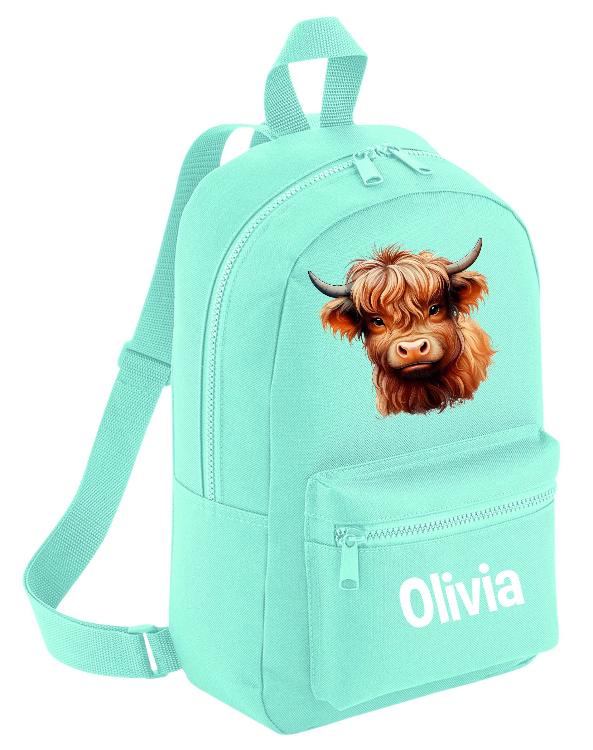 Personalised Highland Cow Backpack, Cute Animal School Bag  display picture 2