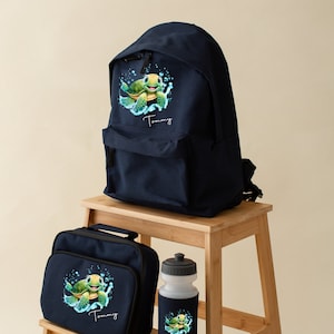 Ensemble bouteille d'eau et sac à lunch personnalisé nom tortue - sac à dos pour enfants - sac à dos tortue