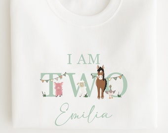 Personalisierte Bauernhoftiere Geburtstags-Sweatshirt - T-Shirt jeder Name und jedes Alter Geburtstagsgeschenk - Kinder- Jungen- Mädchen - Bauernhoftiere Thema