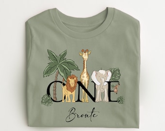 Personalised Safari animal T-shirt any name and age Birthday Gift Safari theme all year T-shirt girls boys