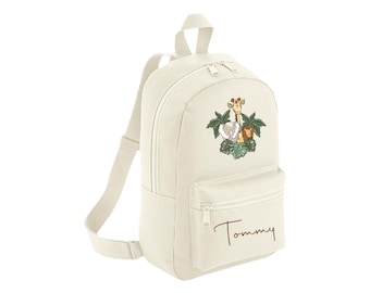 Personalised Safari Rucksack - Backpack - Safari Animals - Back to school - nursery - kids backpack- children's rucksack- choice of colours