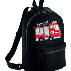 Sac à dos personnalisé pompier pour camion de pompiers, pompier Rentrée scolaire, crèche, cartable, école de jeu disponible en 9 couleurs