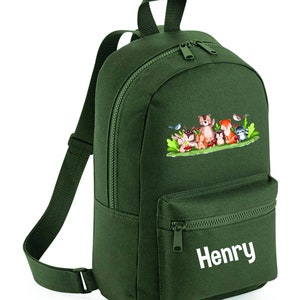 Personalised Forest animals Backpack Rucksack Deer, Fox, Squirrel Back to school, nursery, school bag, play school  available in 9 colours