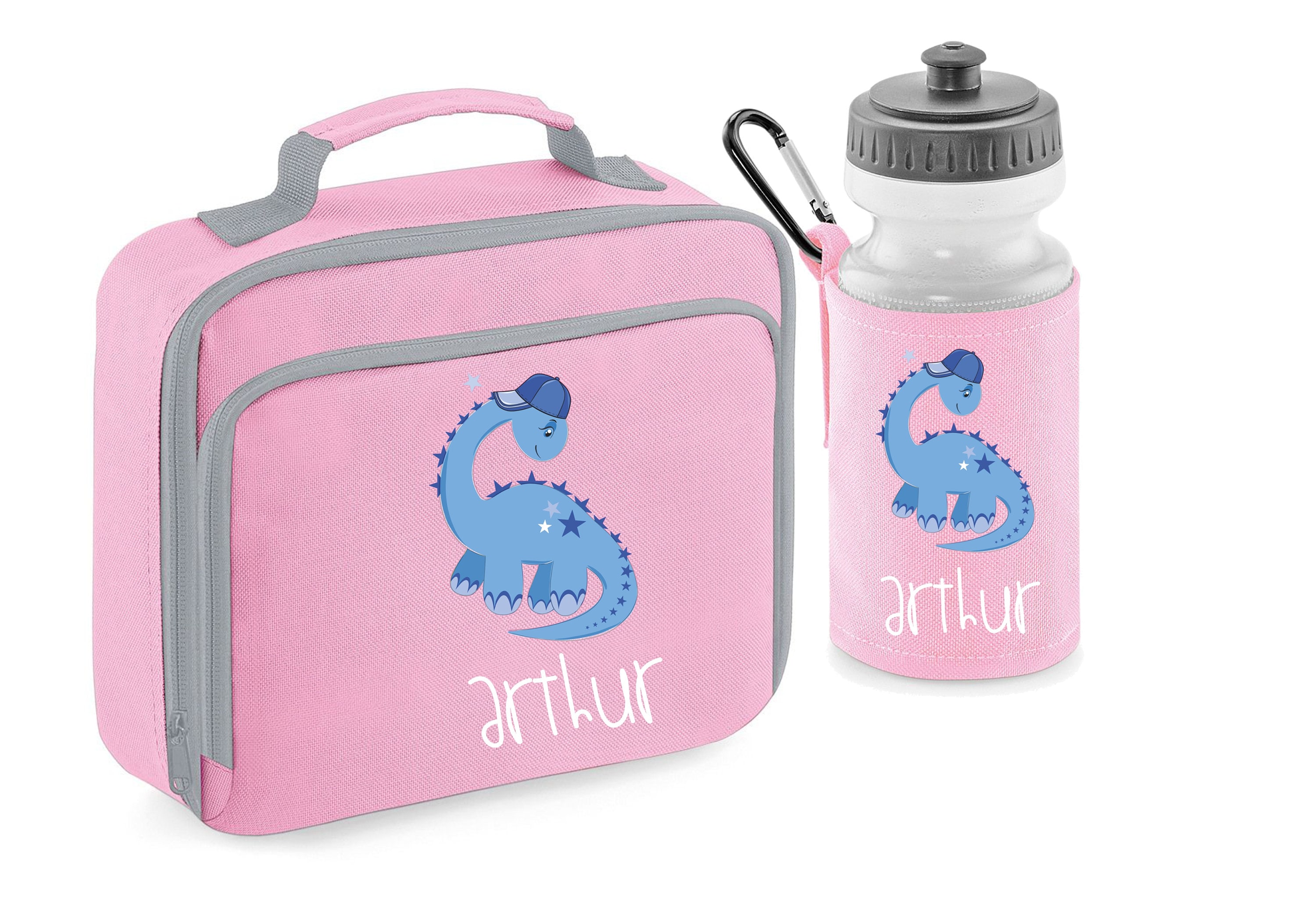 Personalised Dinosaur T Rex Lunch Box and Water Bottle With Holder ...