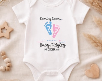 Personalised Baby Announcement Vest | Coming Soon Pregnancy Reveal Bodysuit