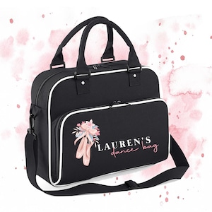 Sac de danse personnalisé Chaussures de ballet et nom sur le devant, sac de danse, cadeau de danseuse de ballet, cadeau pour filles, cadeau pour garçons, cadeau pour danser