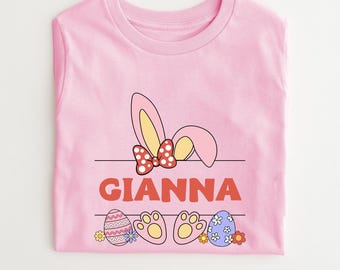 Personalised Easter t-shirt - Children's Easter top - Kid's Easter tshirt -  Easter Gift -Novelty Tshirt- More Colours -Bunny T-shirt -Pink