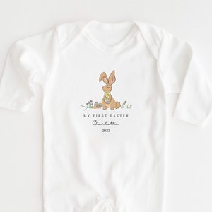 Personalised Easter Baby Grow Girls Boys Easter Bunny Baby Grow First Easter