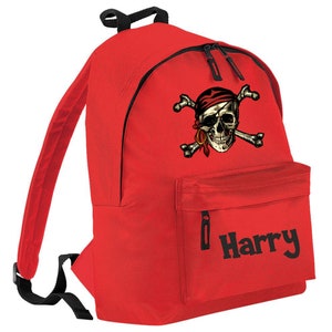 Nom personnalisé Pirate, tête de mort en croix et os Sac à dos Sac à dos Sacs pour enfants Rentrée des classes Cadeaux pour enfants Sacs personnalisés Pirates