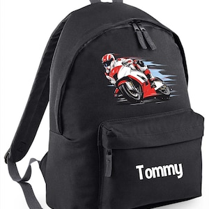 Sac à dos moto personnalisé Sacs enfant Cadeaux pour la rentrée scolaire Sacs personnalisés Sacs moto disponibles en deux tailles