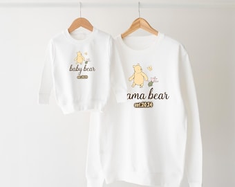 Personalised Matching Mama Bear Sweatshirt, Baby Bear Sweatshirt, Classic Winnie, New mummy, Mum to be, Mothers Day gift, Baby Shower gift