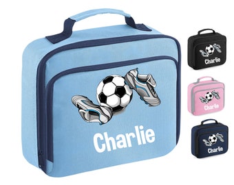 Personalised Football and football boots, footballer lunch box, cooler box, ideal for a packed lunch for children and adults, lunch bag