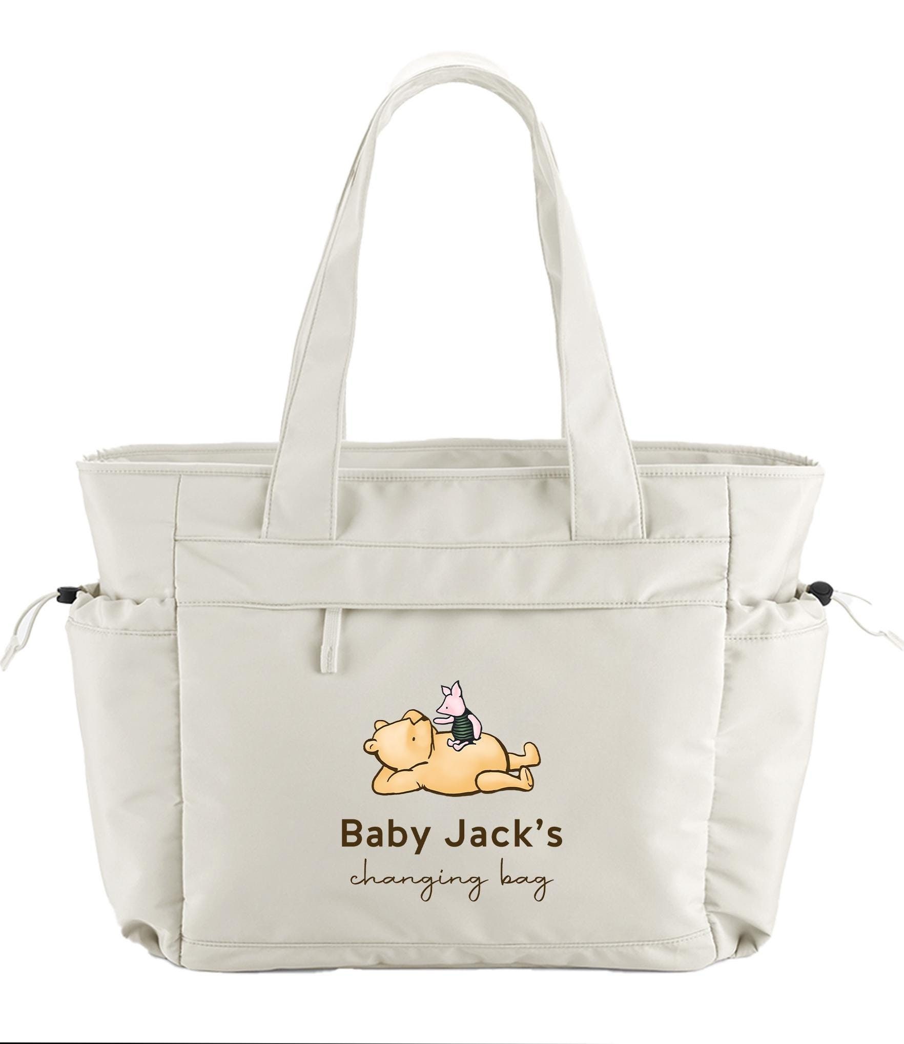 Personalised Classic Winnie the Pooh Baby Bag- Hospital Bag- Baby Changing Bag- Pram Bag- Baby Organiser- Soft Green - Unisex - More Colours