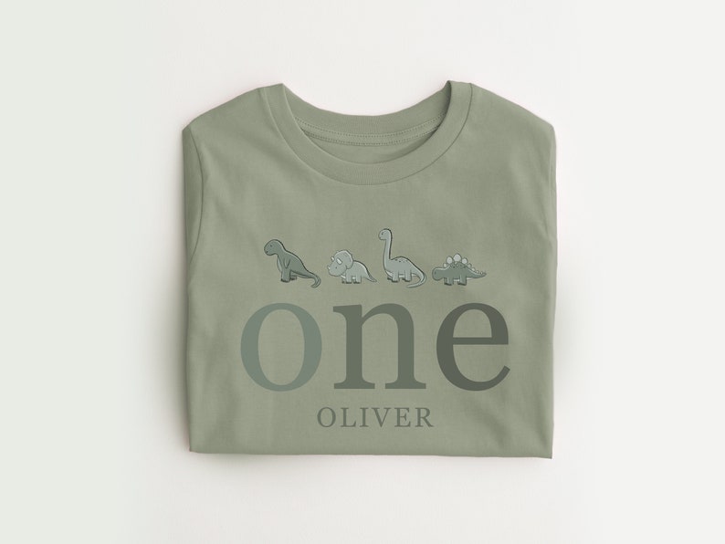 Personalised dinosaur T-shirt any name and age Birthday Gift Dinosaur theme all year T-shirt girls boys image 1