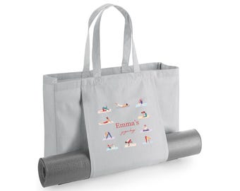 Personalised Yoga Mat Bag - Pilates - Poses - Organic Cotton Tote