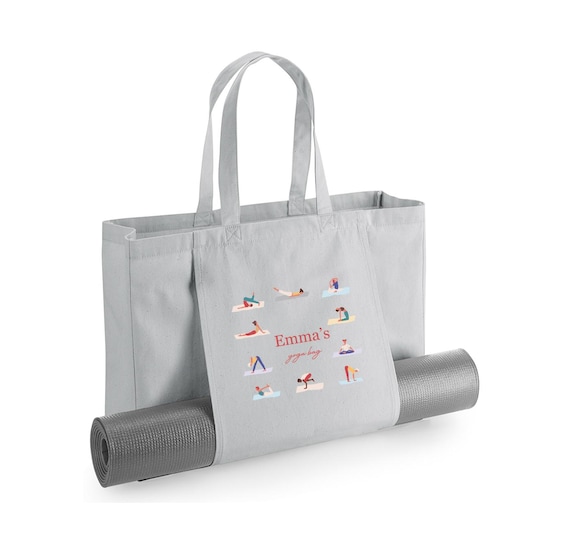 Personalised Yoga Mat Bag - Pilates - Poses - Organic Cotton Tote