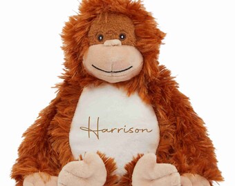 Personalised Orangutan Teddy zoo animals, monkey Newborn Baby Gifts Keepsake Teddy Bear Any Year birthday, loved ones