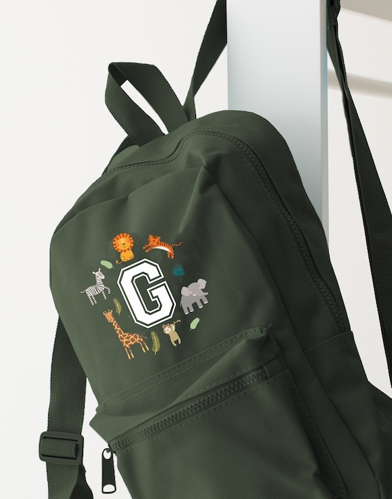 Personalised Safari Rucksack Backpack School Nursery Bag Safari Animals Any Initial Girls Bag Boys Bag More Colours Etsy