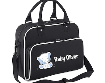 Personalised Elephant baby Boy changing bag, Shoulder Bag ideal for all babies bits and bobs Gifts Custom Boys Bags Girls Bags nursery