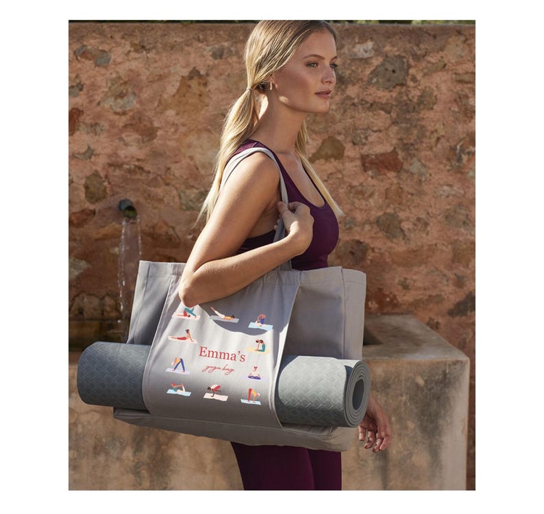 Personalised Yoga Mat Bag - Pilates - Poses - Organic Cotton Tote image 6