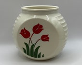 Vintage Fire King Red Tulips Vitrock