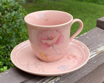 Royal Worcester Marissa Pink Rose Coffee Cup and Saucer. Home
