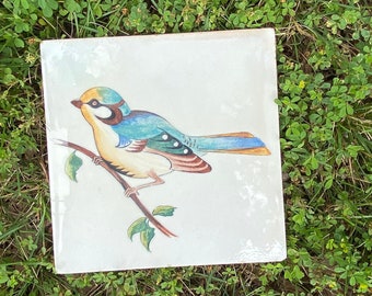 Vintage Reclaimed Tile Beautiful Bird France