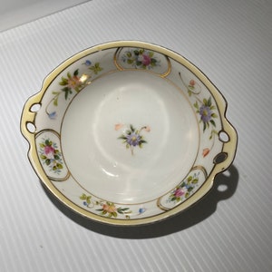 Antique Hand Painted Nippon Bowl Pierced Handles