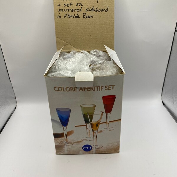 Set of Four Colorful Aperitif Glasses Boxed