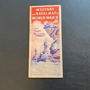 Vintage Military and Naval Map of World War II Folded 1940’s