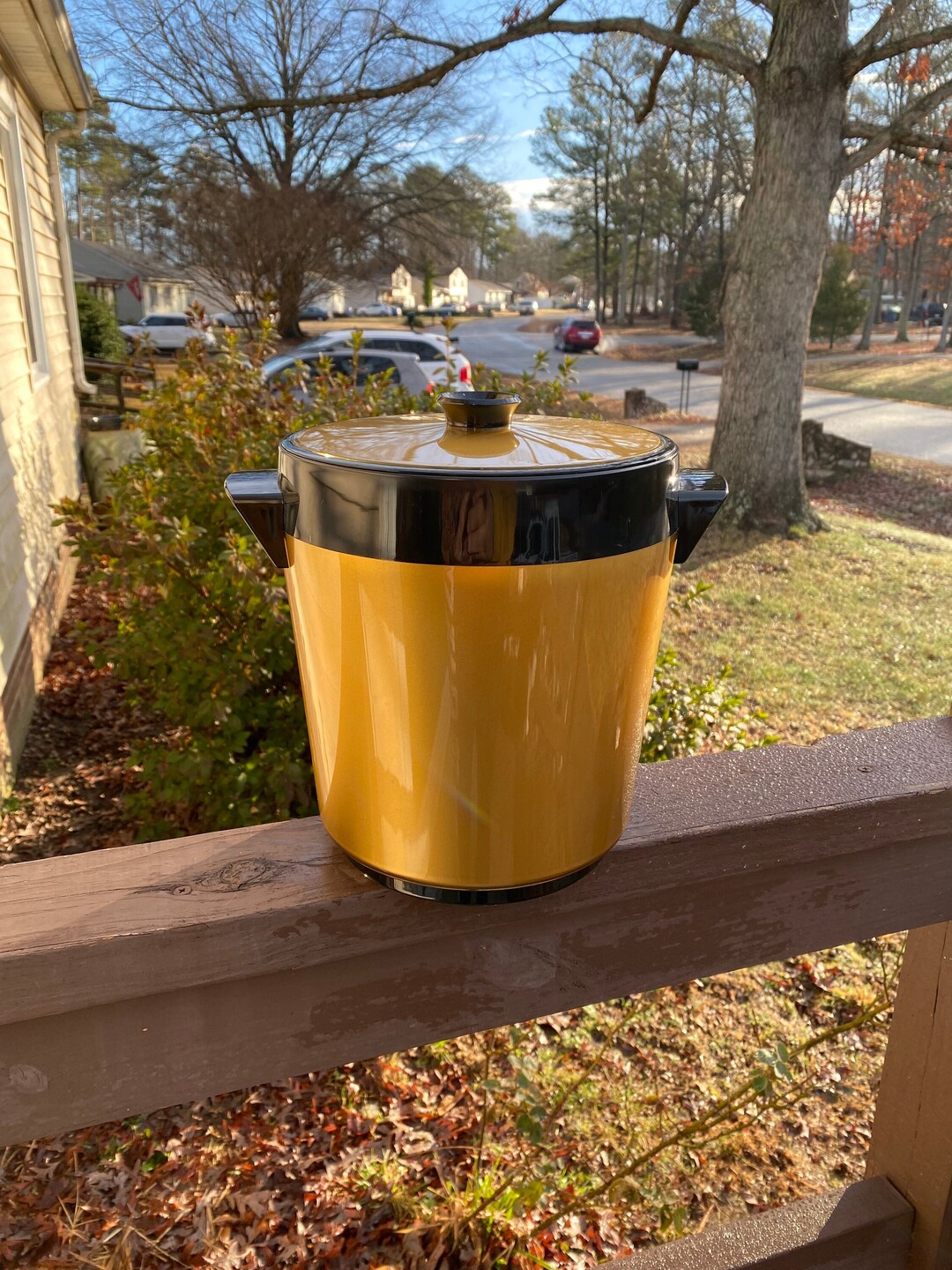 Vintage Insulated Ice Bucket Set W/ Four Matching Tumblers MCM Etsy
