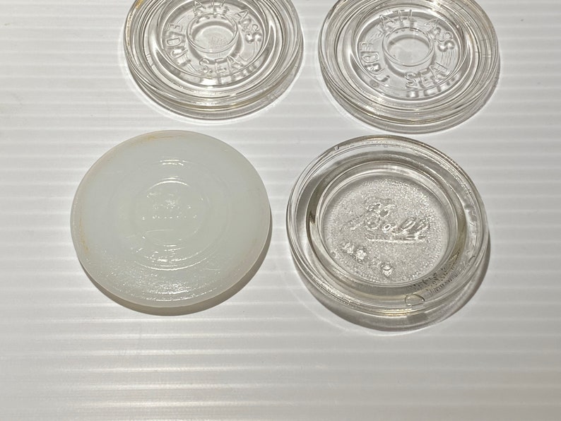 Eight Antique Glass Canning Jar Seals Etsy
