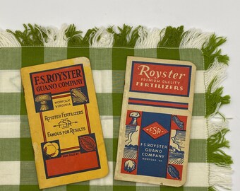Vintage Royster Farm Fertilizer Calendar Notebooks Set of Two 1930 , 1945