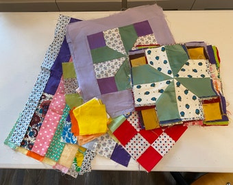 Assorted Lot of Quilt Blocks and Other Unfinished Quilt Pieces