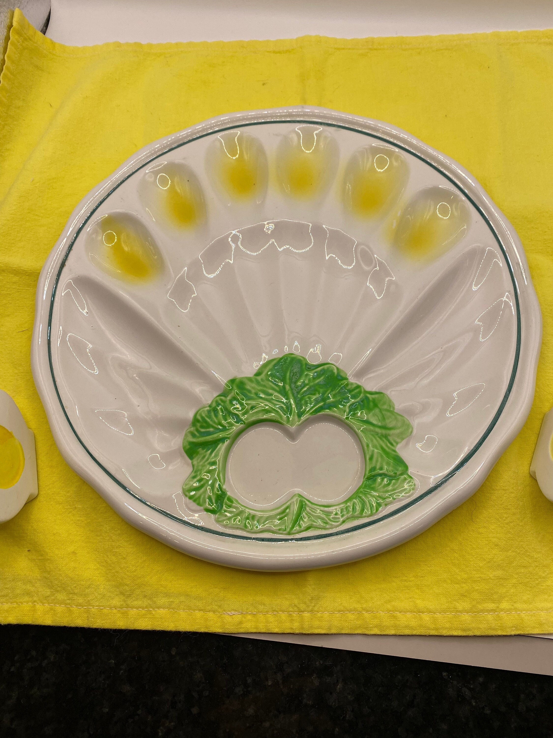 Vintage Deviled Egg Dish With Matching Salt and Pepper Relish Etsy