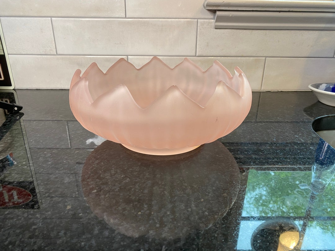 Frosted Pink Centerpiece Lotus Bowl Westmoreland Glass Etsy