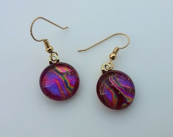 Fused Glass, Dichroic Earrings, Fused Glass Jewelry, Fused Glass Dichroic Jewelry, Dangle Earrings, Handmade Earrings, Glass Earrings