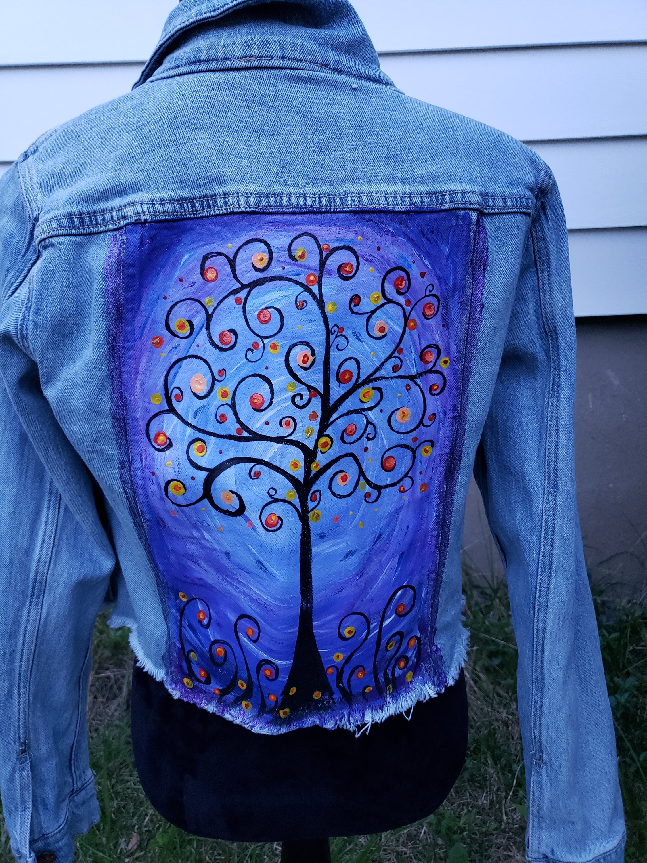 Virgencita Hand Painted Denim Jacket — Agave Girl Boutique
