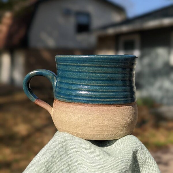 Mini Ceramic Mug in Teal Blue