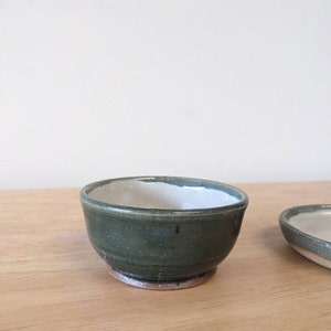 Handmade One-of-a-kind Pottery Childrens Handmade Handthrown mini ceramic bowl in Green