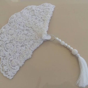 white Lace Fan for Wedding, Non Folding white Hand Fan, Wedding Ceremony, Beach wedding, Wedding Favor, Party Favor