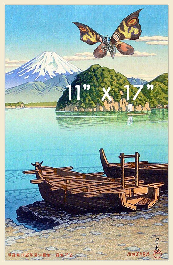 Mothra Beach Japanese Woodblock Print - Etsy